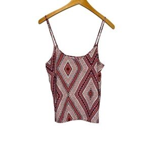 Hollister Geometric Print Burgundy Spaghetti Strap Camisole Top Women’s Size M